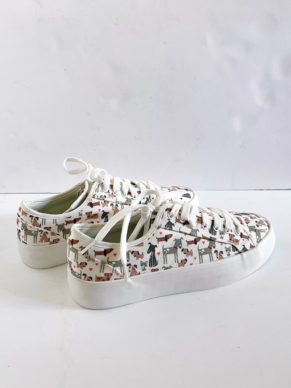 NWOT CYNTHIA ROWLEY White Canvas Sneakers with Playful Animal Print - Picture 2 of 7